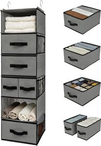 Aufbewahrungsboxen, zum Aufhängen, Schrank-Organizer, 6 Regale, Organisation und mit 5 verschiedenen Schubladen, Seitentaschen