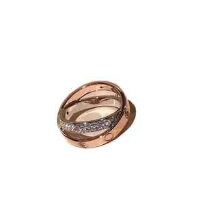 Tasarımcı Ring Takı Vintage Tasarımcı Yüzükler İki Ton Lady Nişan Yeni Klasik Takı Moda Lady Ring Tatil Hediyesi Parlayan Elmas Bling ZH206 E4