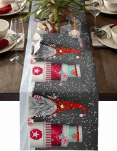 Table Runner Christmas Gift Linen Runners Dresser Scarves Decor Reusable Winter Dining Navidad Decorations yq240330