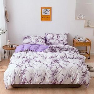 Sängkläder sätter marmor quilt täckmönster rent fast tryck ark tre eller fyra delar uppsättning tröskel täcke