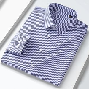 Herrklänningskjortor Män klassisk affärslång ärm Modal Elegant formell skjorta 2024 Casual Fashion Standard Fit Male Workwear