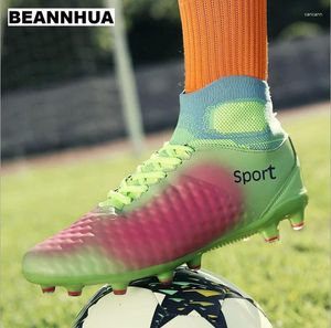 Sapatos casuais beannhua longo prego masculino alto futebol 36-45 fluorescente verde cinza azul treinamento de competição atacado varejo