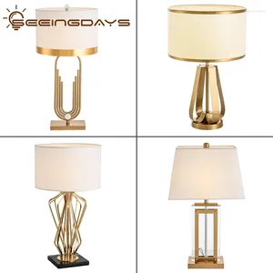 Table Lamps American Modern Simple Iron Lamp Warm Lighting Crystal Marble For Living Room Study Bedroom Bedside