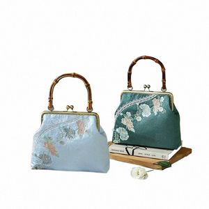 Chegsam Ancient Style Handväska kvinnors väska handgjorda mun guldväska middag väska bambu hand bär f9lz#