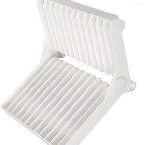 Kitchen Storage Cutting Board Foldable Dish Drain Rack Racks For Tableware White Drainers Bowl