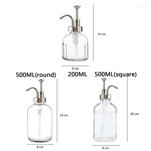 Liquid Soap Dispenser And Bottle Pump Gel Glass Shampoo Storage Clear Press Bathroom Container Nozzle