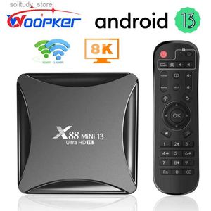 Set Top Box Woopker 8K Android 13 TV Box X88 Mini 13 RockChip RK3528 4GB 64GB Media Player Dual Wifi LAN 100M 2GB 16GB 32GB 8K Set-top Box Q240330