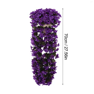 Decorative Flowers Hanging Basket Orchid Vivids Wall Wisteria Violet Bunch Vase Filler Artificial For Outdoors