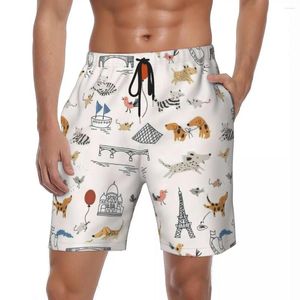 Herren-Shorts, für Fitnessstudio, niedlicher Welpe, Hund, Y2K-Retro-Badehose, Cartoon-Tierdruck, bequemes Laufen, Surfen, hochwertige Board-Shorts