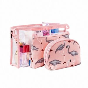 travel Makeup Necary Kits Transparent Cosmetic Bag Fi Women Case PVC Flamingo Organizer Bag Travel Bath W Beauty Set V7YX#