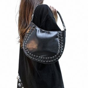 Fivela magnética Bolsas e bolsas de grande capacidade Primavera New Soft Pu Leather Saddle Bolsas de ombro para mulheres Retro PU Woven Bag F4go #