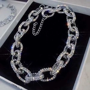 Net Red Blogger Cuba Full Diamond Shice Chain Netlace Nightclub Hip Hop Chlavicle Ruxury Neck PI60