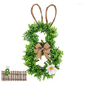 Decorative Flowers Easter Wreaths For Front Door Artificial Greenery Wreath With White And Bow Outside