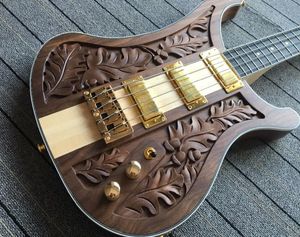 RickenBastard 4004 LK Lemmy Kilmister Limited Edition Brown Walnut Wing Handwork Electric Bass Guitar One PC Maple Neck Thru Body1511349