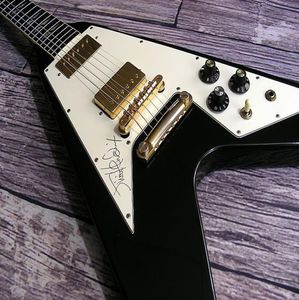 Guitarra elétrica personalizada JimiHendrix Hall of Fame Black Flying V guitarra elétrica7176199