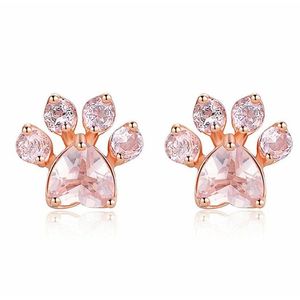 Stud Trendy Cute Cat Paw Earrings for Women Fashiong Rose Gold Earring Pink Claw Print Bear and Dog Drop Leverans smycken Dhrti