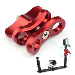 CNC Butterfly Clip Clamp 2 3 Open Hole Diving Light Bracket Tripod Connector Ball Head Mount Adapter for Gopro Sports SLR Camera