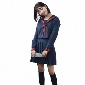 Herbst Japanische JK Sets Schuluniform Marine Mädchen Herbst Korea High School Mädchen Cosplay Neuheit Sailor Anzüge Uniformen Senden Socken K7uG #