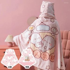Filtar kawaii bubu och dudu flanell mantel multifunktionell lata pyjamas sjal filt mjuk plysch sover för hemmakontor tupplur