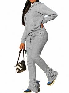 LW Plus Size Kangaroo Kieszonkowy zestaw dresowy Kobiety Kobiety Zima Zima Kolor Kolor z kapturem Dwa kawałki Spodnie Suits Z0uo#