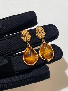 dangle earrings tiger Eyo Dropt Stud Autumn and Winter