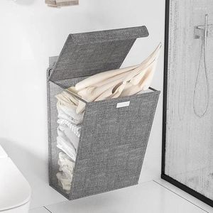 Laundry Bags 1pc Foldable Adhesive Basket Hamper Punch Free Wall Hanging Washing Clothes Mesh Hook Organizer Dirty Baskets