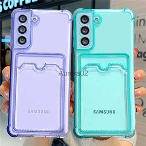 Mobiltelefonfodral kortväska plånbok tydligt fodral för Samsung Galaxy S21 Fe S22 Plus S23 Ultra S23Fe A22 A32 A33 A53 5G Soft Corners Bumper Cover YQ240330