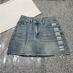 Strass impresso carta denim saias para mulheres vestido curto de alta qualidade hip hop jean saia streetwear