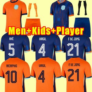 24 25 Nederländerna Memphis Soccer Jerseys de Jong Holland 2024 World 2025 De Ligt Wijnaldum Klaassen Dumfries Cup Bergwijn Virgil Mens Jersey Kid Kit Fans Player