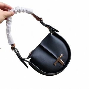 Luksusowy projektant Timel Retro Mini Cowhide Women's Half Mo torbą Klasyczne torebki na ramię FI Ladies Saddle Bags T4DB#