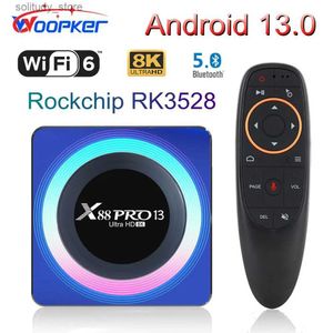 Set Top Box Woopker Android 13 TV Box X88 Pro 13 Rockchip RK3528 4GB 64GB 8K HD Decodificador de vídeo Dual Band WIFI6 BT5.0 Set-top box de baixo atraso Q240330