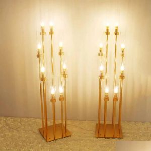 Party Decoration Led Banket Floor Centerpiece Light Stand 8 Heads Round Shape Walkway for Backdrop Event Gold Drop Delivery Home Gard Dh5ns