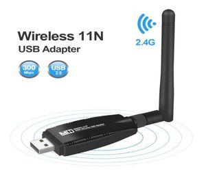 Мини-USB Wi-Fi адаптер Антенна Wi-Fi Сетевая карта Lan Беспроводная сетевая карта Dongle 300 Мбит/с 20 дБ 80211bng USB Ethernet адаптер9203309