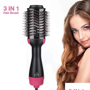 Hair Dryers New 3 In 1 Dryer Air Brush Straightener Comb Curling Salon Styling Tools Ion Blow Drop Delivery Products Care Otm5E