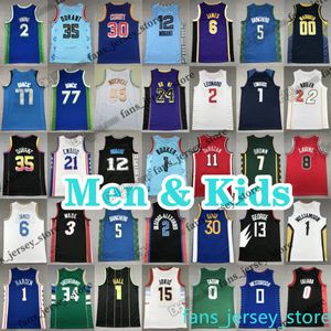 Homens Crianças Basquete Jerseys 11 Derozan Thompson 12 Dosunmu 30 Curry 23 James Stephen 24 Bryant Giannis 1 LaMelo Ball 12 Ja Morant 35 Kevin Durant Adebayo George Ayton