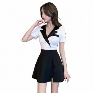 women Work Clothes Shirt Short Skirt Suit Hotel Waiter Beauty Sal Spa Massage Nail Cafe Foot Bath Technician Overalls Uniform Z8y6#