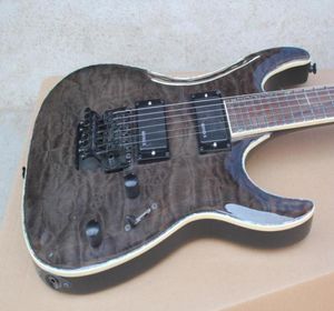 LTD MH1000 Deluxe Dark Grey Quilted Maple Top Electric Guitar Copy EMG Pickups Floyd Rose Tremolo Bridge Abalone Body Binding 8490843