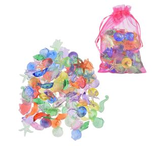 90Pcs Clear Acrylic Gems Colorful Sea Animals Set Pool Decor Summer Swimming Diving Toys Children Jewels Crystal Explore Toys