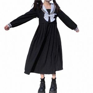 summer Style Lg Sleeve Dr Female Sweet Lovely Japanese Korean JK Short Sleeve Navy Collar Girlfriends A-Line Skirt U3zr#
