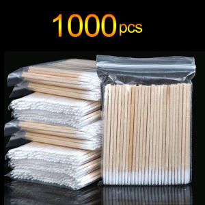 Swabs 1000pcs Micro Wood Cotton Swab Eyelash Extension Tools Tatoo Microblading Cleaning Wooden Sticks Cosmetic Cotton Brush Buds Tip