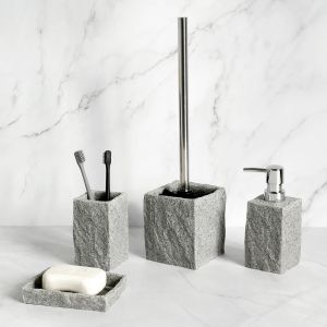 Kafalar Banyo Aksesuarları Sabun Dispenser Diş Fırçası Tutucu Tumbler Cup Sabun Çanak Granit Görünüm Tezgahı