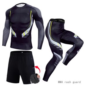 Calças MMA compressão masculina Run Suits Sports Sports Sport Long Tam camise