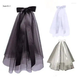 Articoli per feste Veli da sposa corti in tulle Doppio strato Velo da sposa cosplay di Halloween per accessori da matrimonio per la sposa