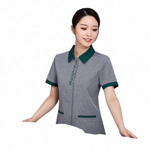 cleaning Work Clothes Women's Short-Sleeved Summer Hotel Guest Room PA Uniform Property Floor Cleaning Aunt Suit New G3NN#