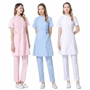 Medical Mundur Pielęgniarki Lab szata piękności Sal Otrzymuj talię odzież roboczą Ubranie pielęgniarki dla kobiet kostium sanitarnych W966#