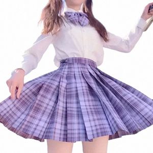 Комплект клетчатой формы для девочек трапециевидной формы, сексуальная плиссированная высокая форма, японские юбки, полная школьная талия для I3np #