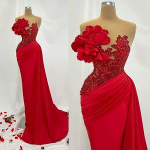 2024 Prom Dresses for Black Women Promdress Evening Dresses Elegant Sheer Neck Beaded Lace Hand Made Flowers Birthday Dress for Special Occasions Vestido De AM635