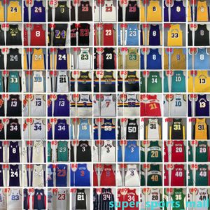 Retro-Basketballtrikots Embiid stojakovic Bibby Michael Allen Iverson Scottie Pippen Dennis Rodman Bryant Penny Hardaway Tracy McGrady Williams Cousins Webber