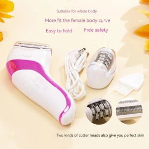 Razor 2IN1電気脱毛ペディキュアセットレディー女性ヘアシェーバーの防水充電3つのナイフヘッドを交換できる充電