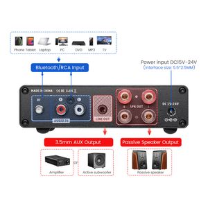 AIYIMA Audio A01 Pro TPA3116D2 Bluetooth Sound Power Amplifier 100W Mini Hifi Class D Stereo Amp Bass Treble for Home Theater